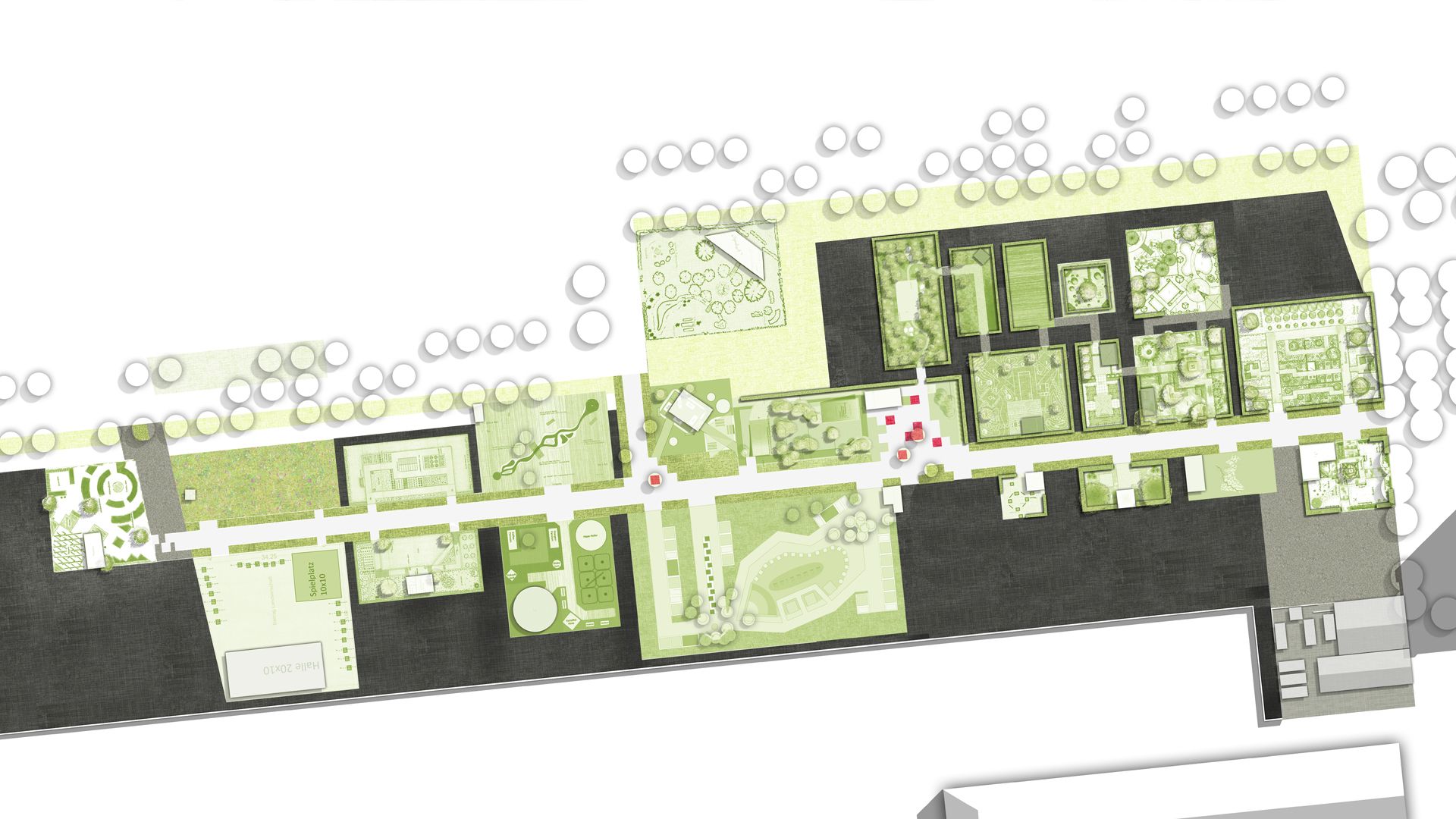 Austellungsachse GrennFabLab und Kalisto LaGa 2020